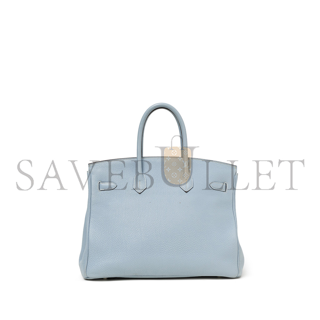 HERMÈS MASTER BIRKIN 35 TOGO LEATHER LINEN BLUE SILVER BUCKLE BK35J7TGSS (35*28*18cm)