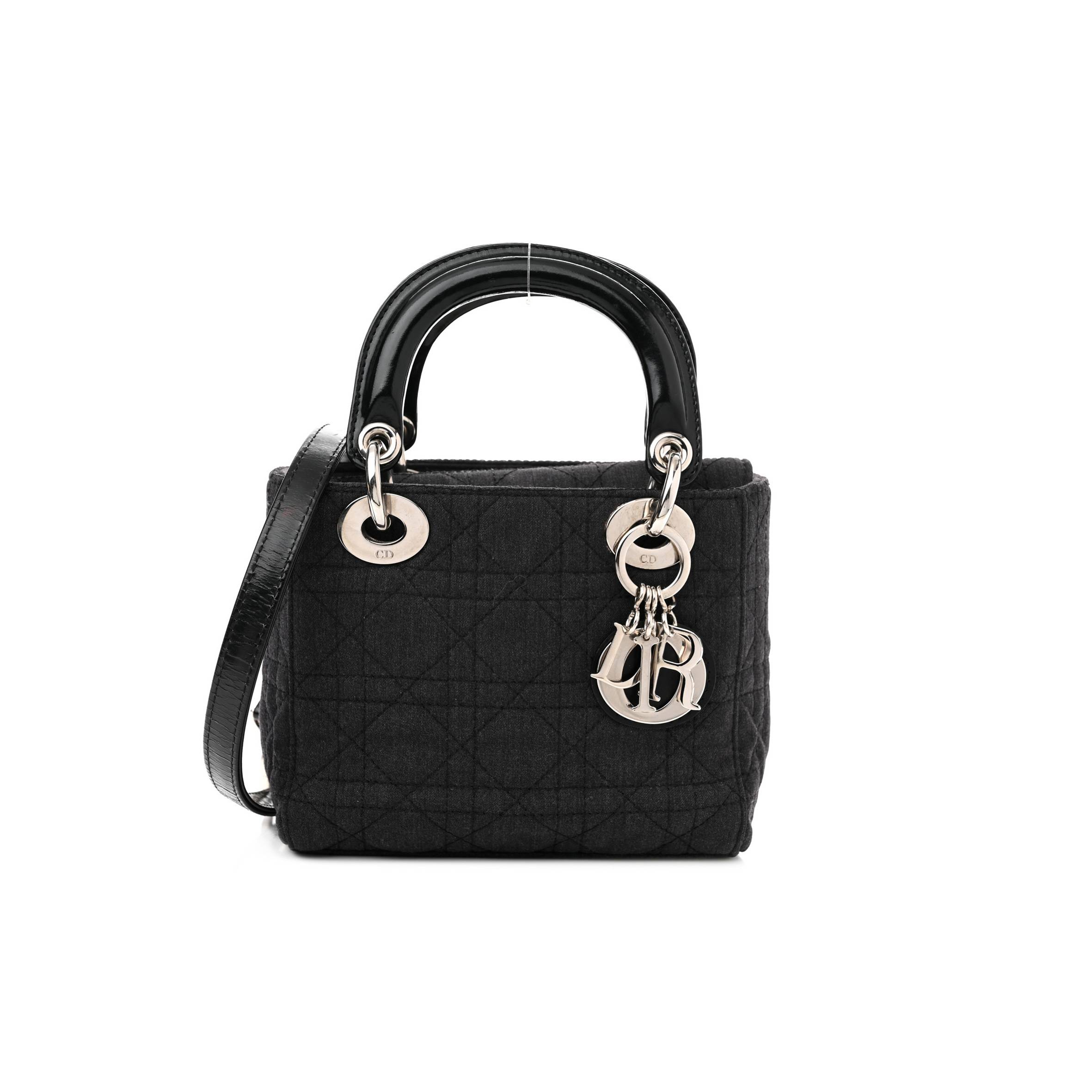 DIOR CANVAS CANNAGE MINI LADY DIOR BLACK (17*14*7cm)